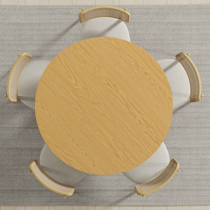 45" Beige Solid Wood Round Top Dining Table