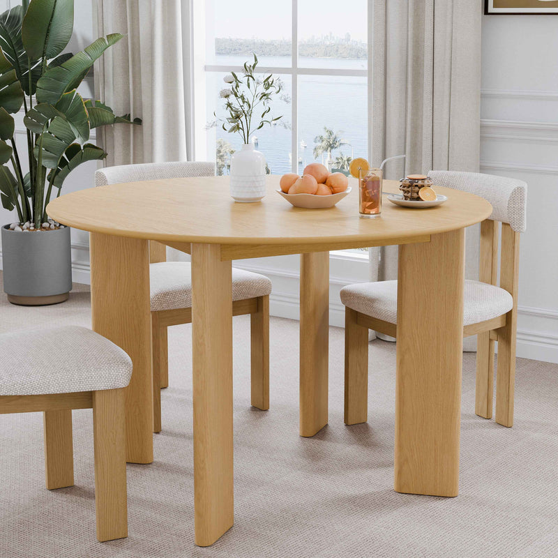 45" Beige Solid Wood Round Top Dining Table