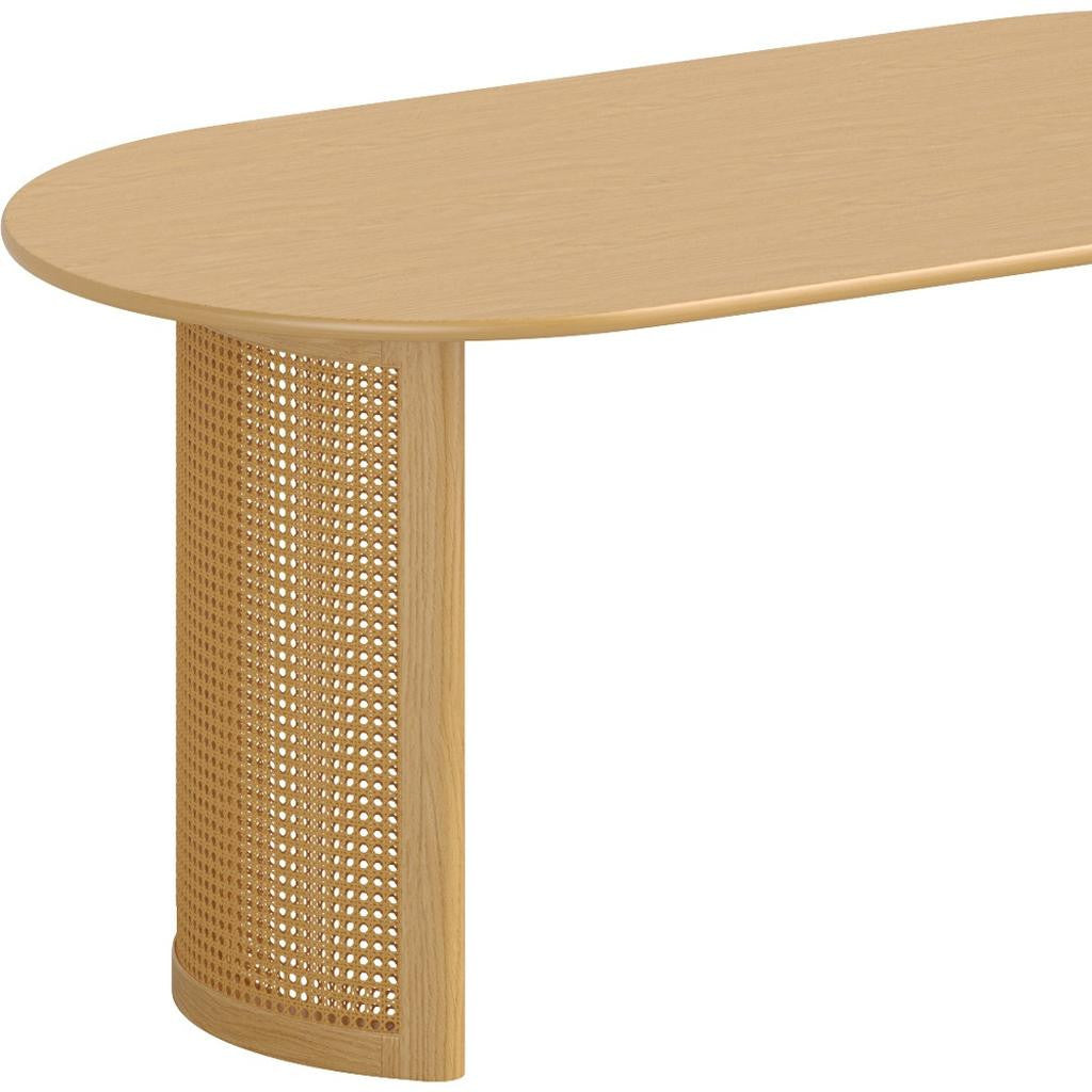 66" Natural Solid Wood Double Pedestal Base Oval Dining Table Default Title