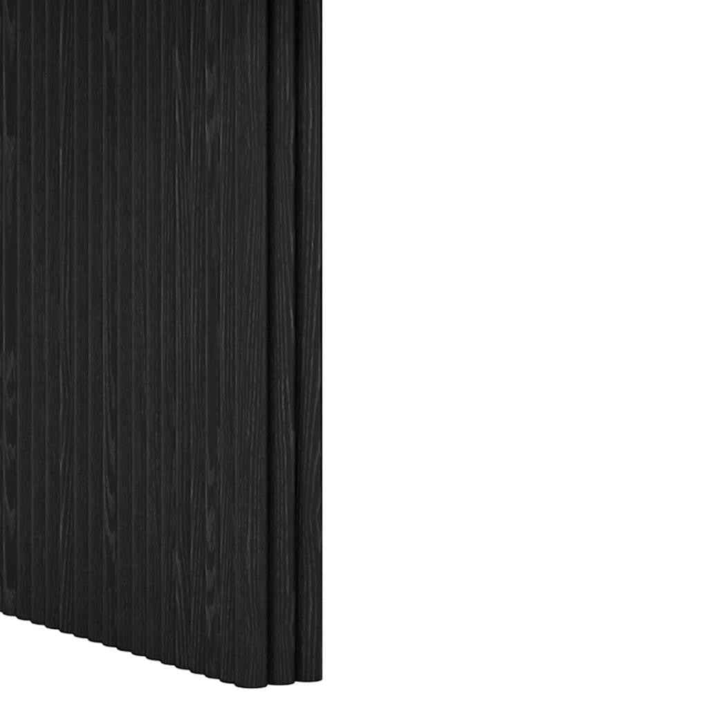 67" Black Solid Wood Mirrored Double Pedestal Base Oval Dining Table