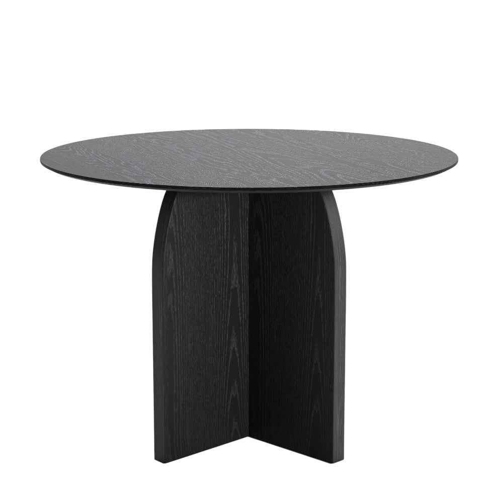 42" Black Solid Wood Pedestal Base Round Top Dining Table