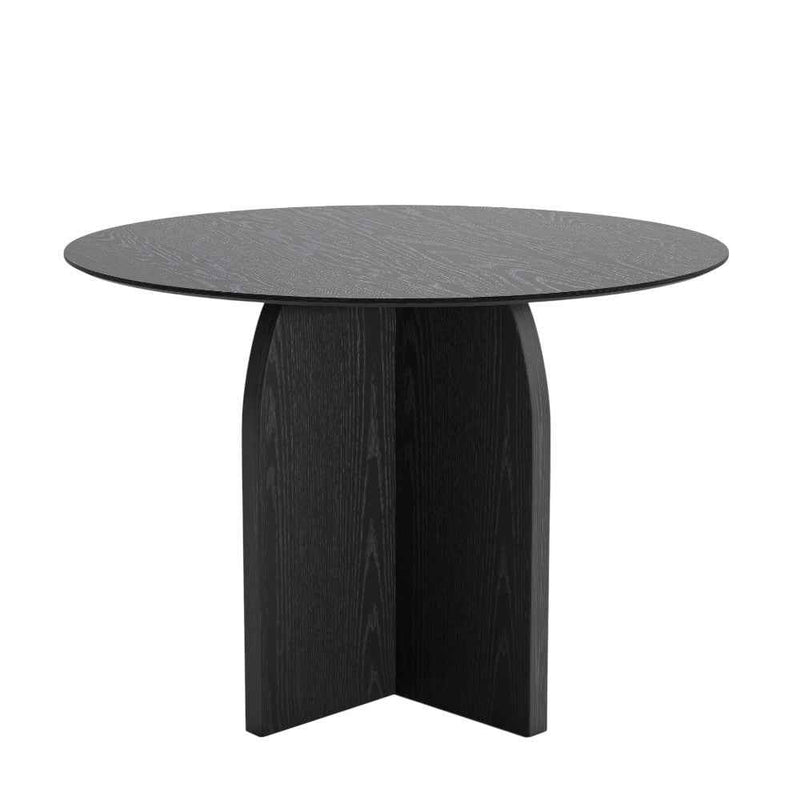 42" Black Solid Wood Pedestal Base Round Top Dining Table
