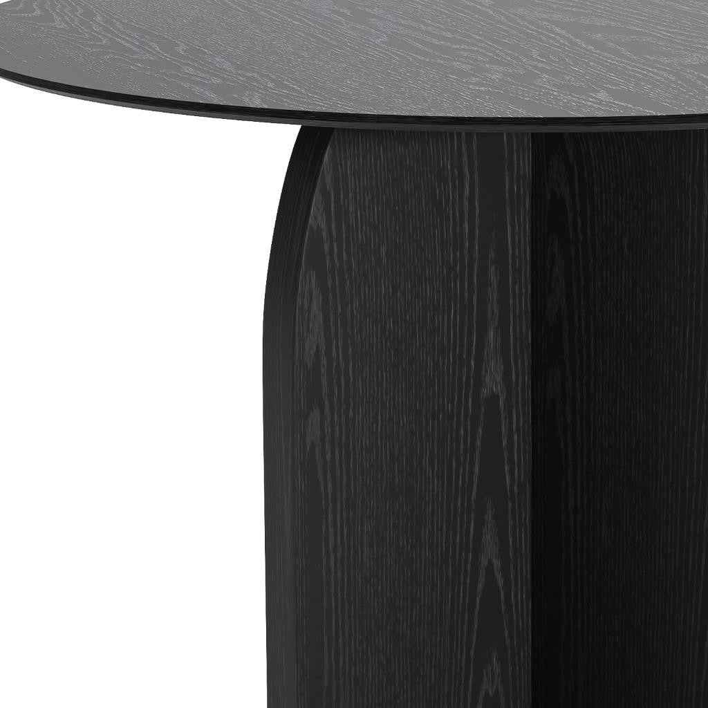 42" Black Solid Wood Pedestal Base Round Top Dining Table