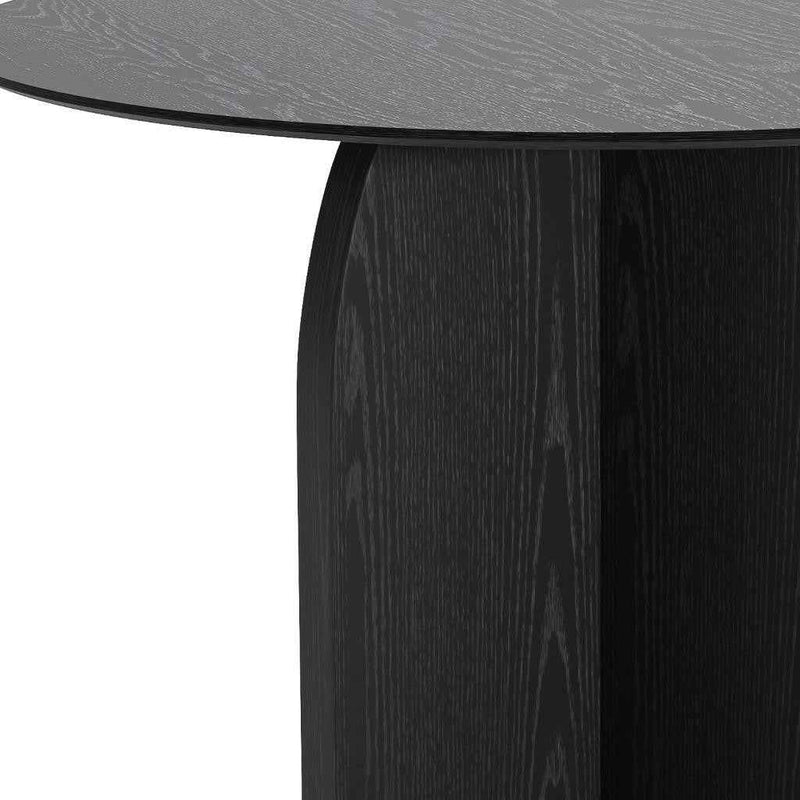 42" Black Solid Wood Pedestal Base Round Top Dining Table