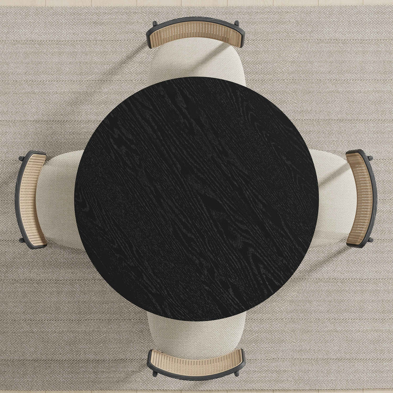 42" Black Solid Wood Pedestal Base Round Top Dining Table