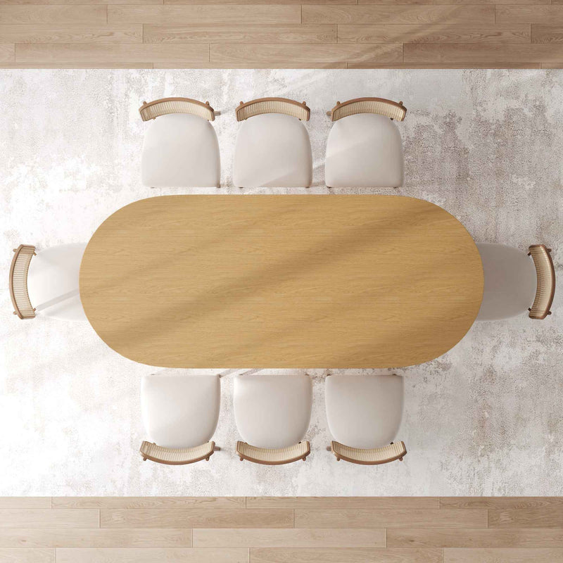 79" Natural Solid Wood Mirrored Double Pedestal Base Oval Dining Table