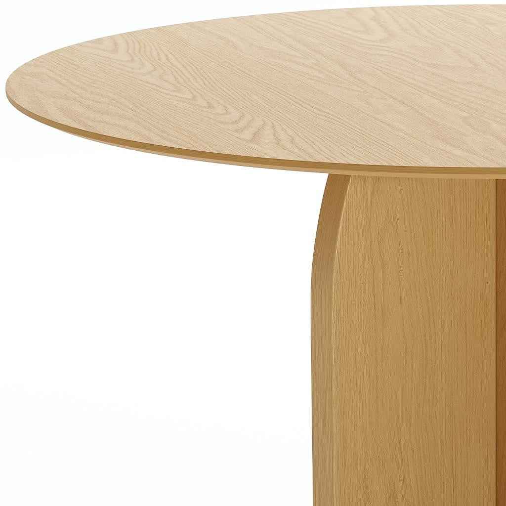 52" Beige Solid Wood Pedestal Base Round Top Dining Table
