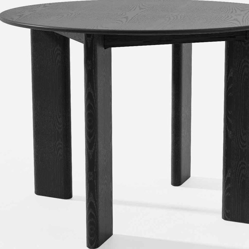 42" Black Solid Wood Round Top Dining Table