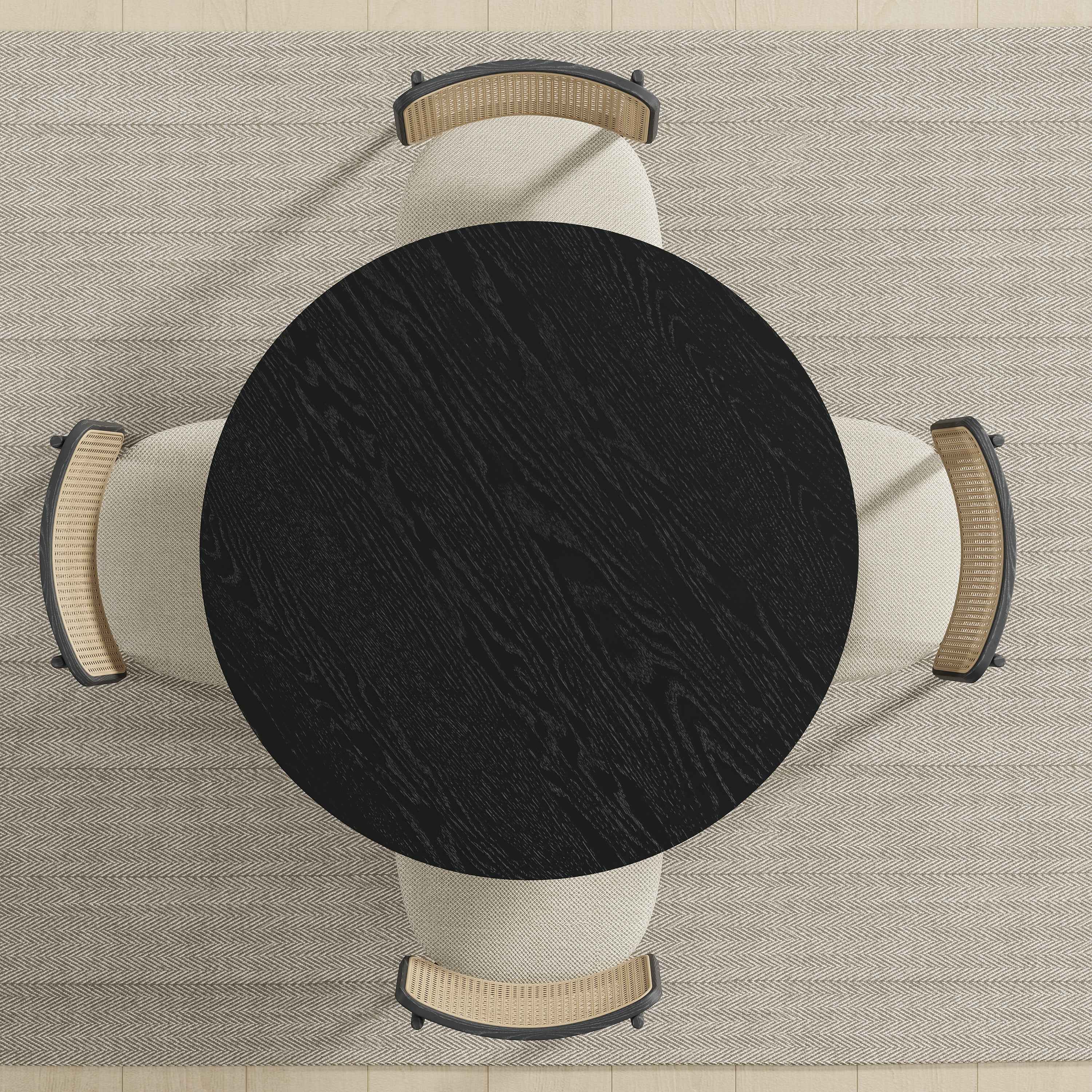 42" Black Solid Wood Round Top Dining Table