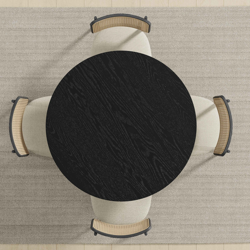 42" Black Solid Wood Round Top Dining Table