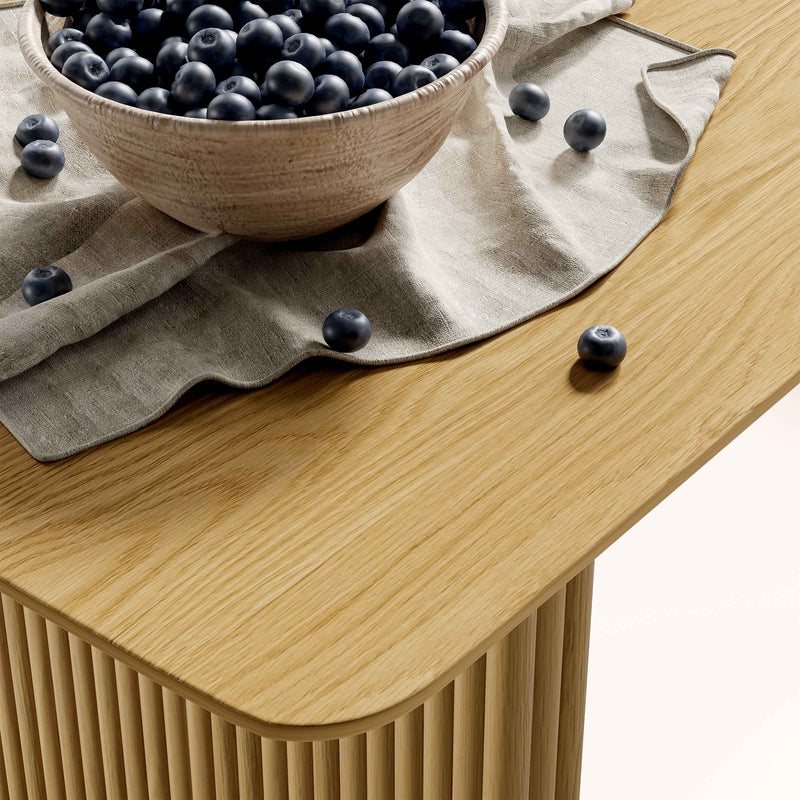 79" Natural Solid Wood Mirrored Double Pedestal Base Dining Table