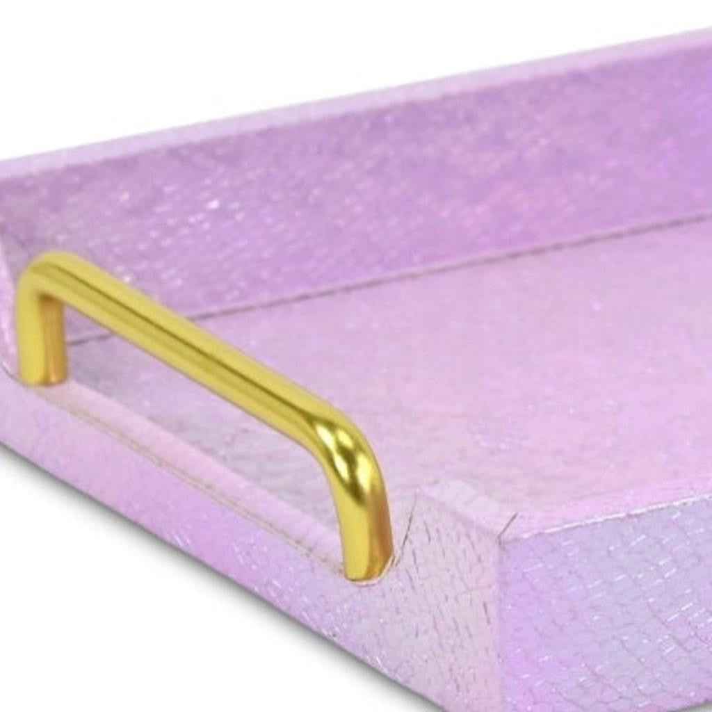 16" Pink Handmade Serving Tray With Handles