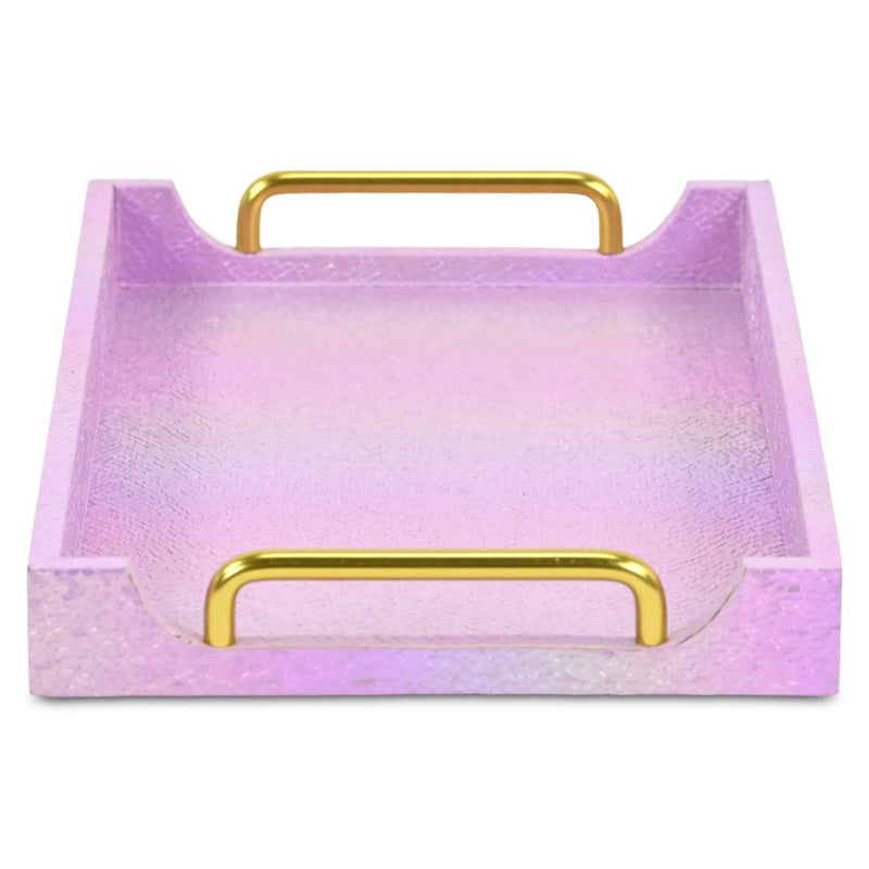16" Pink Handmade Serving Tray With Handles