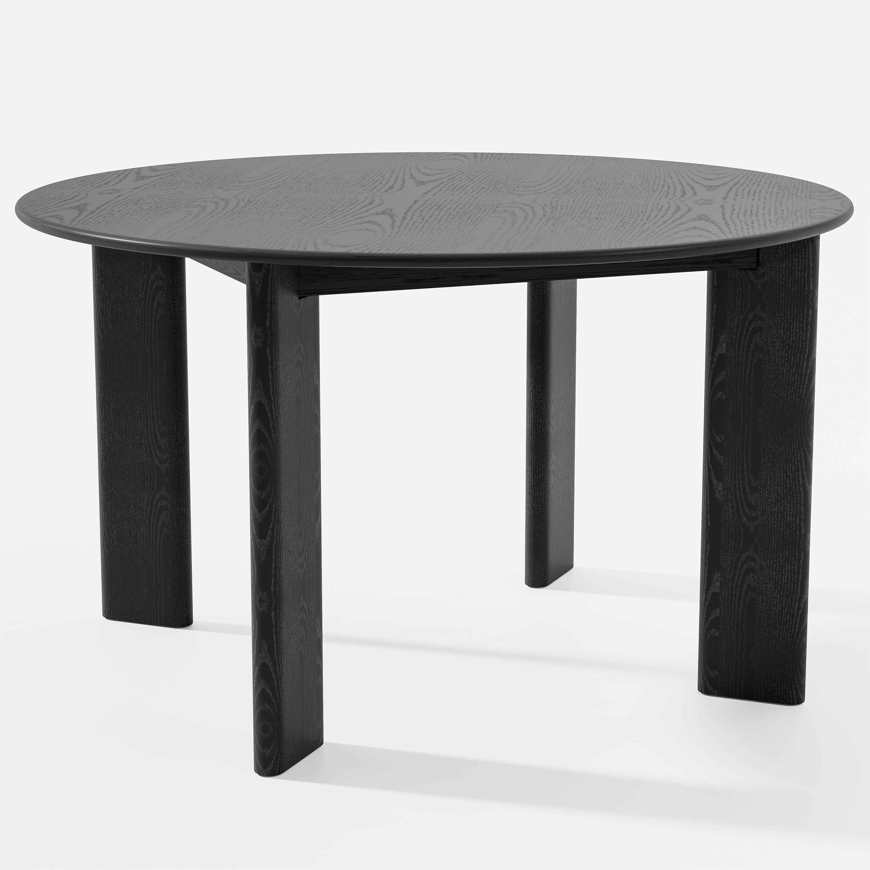 51" Black Solid Wood Round Top Dining Table