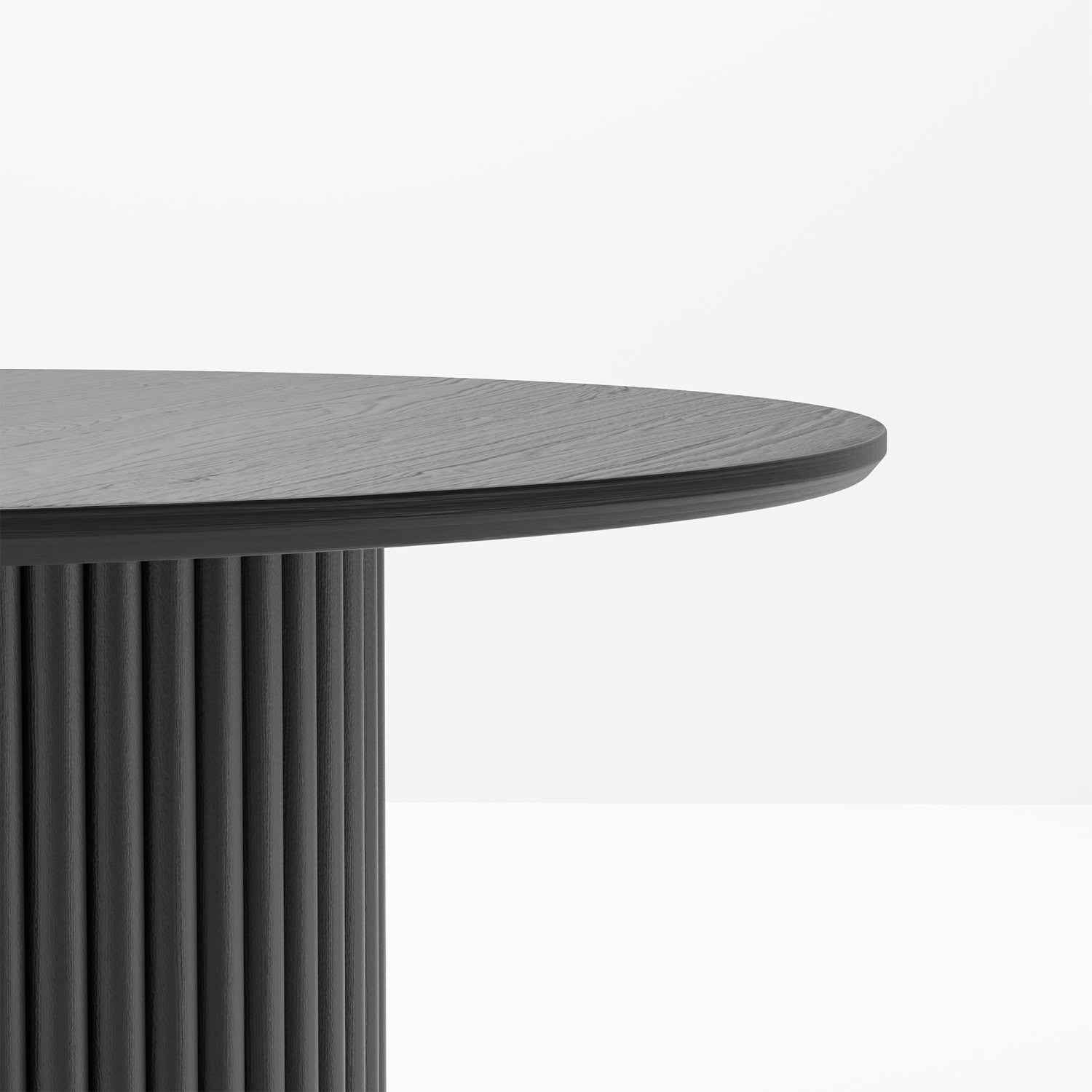 60" Black Wood Pedestal Base Round Top Dining Table