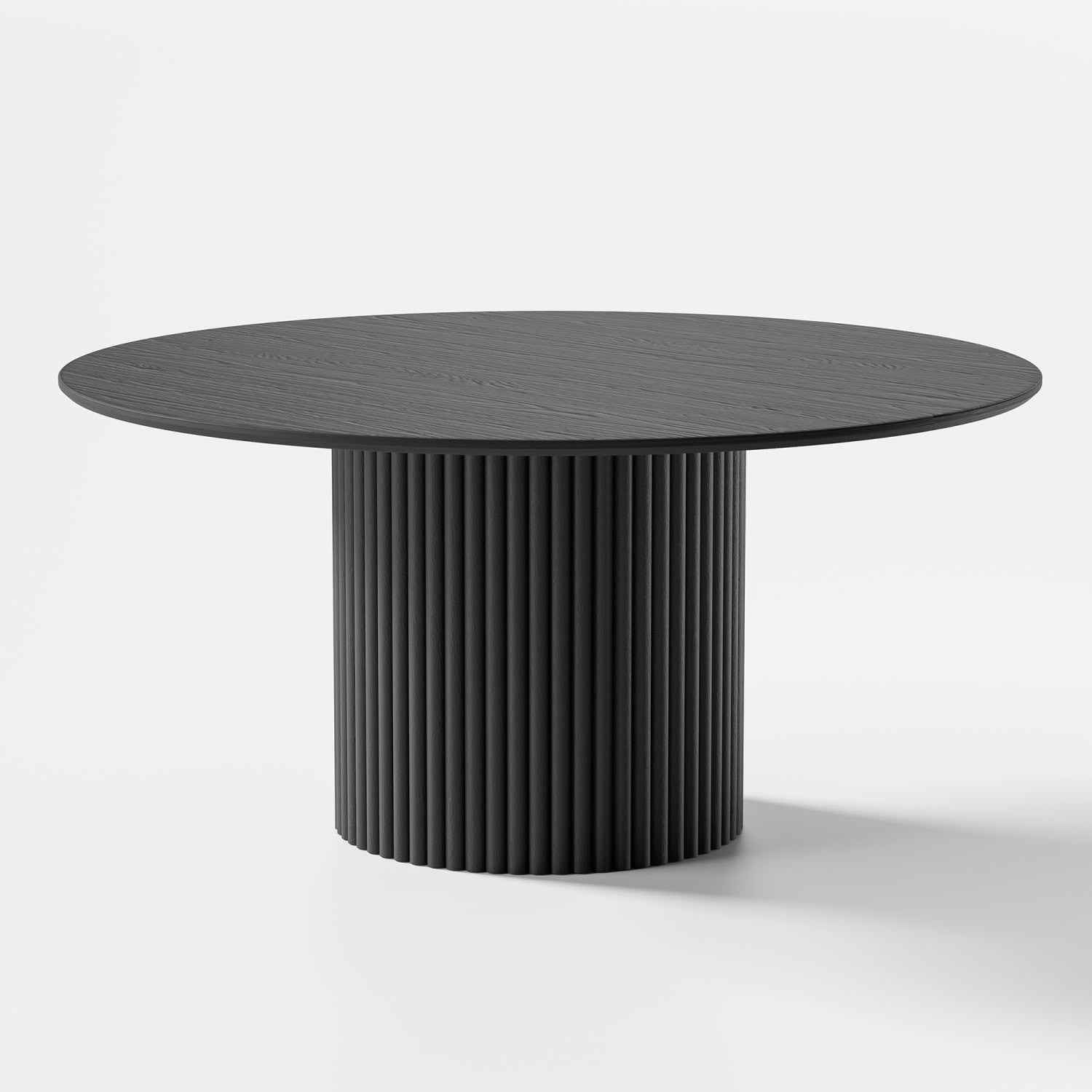 60" Black Wood Pedestal Base Round Top Dining Table