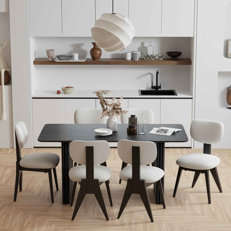 67" Black Wood Double Pedestal Base Dining Table