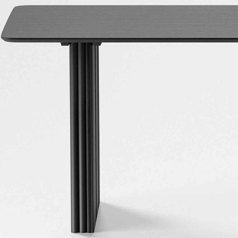 67" Black Wood Double Pedestal Base Dining Table