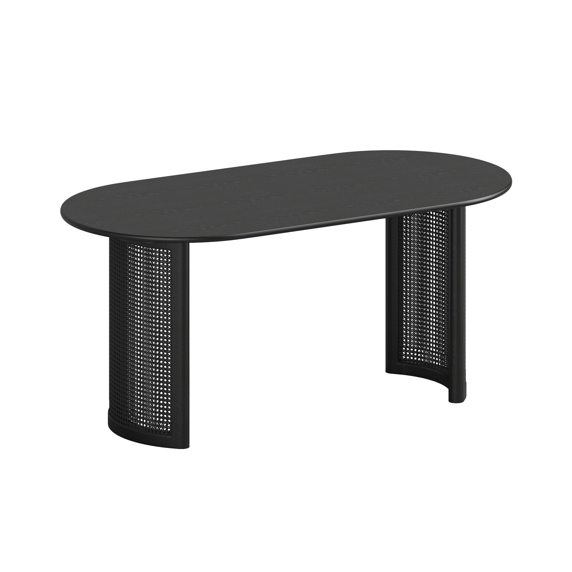 66" Black Solid Wood Double Pedestal Base Oval Dining Table