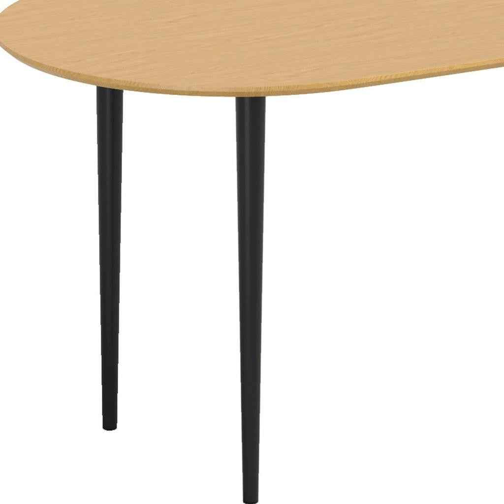 67" Natural Solid Wood Mirrored Double Pedestal Base Oval Dining Table