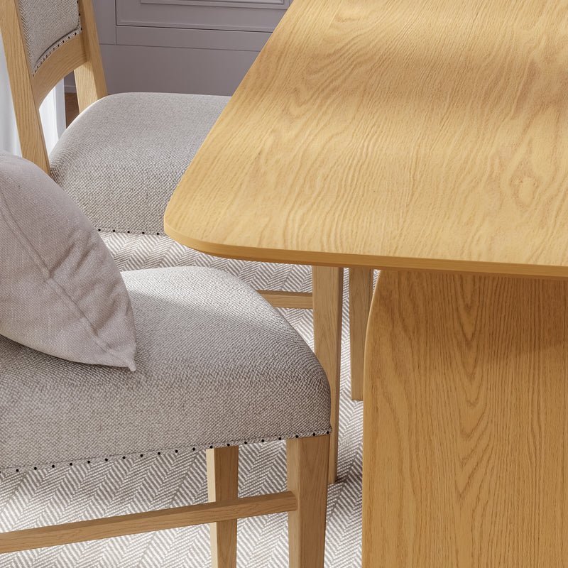 66" Natural Solid Wood Double Pedestal Base Dining Table