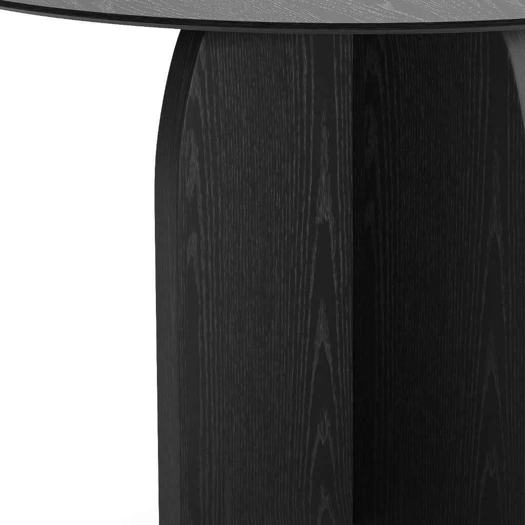 45" Black Solid Wood Pedestal Base Round Top Dining Table
