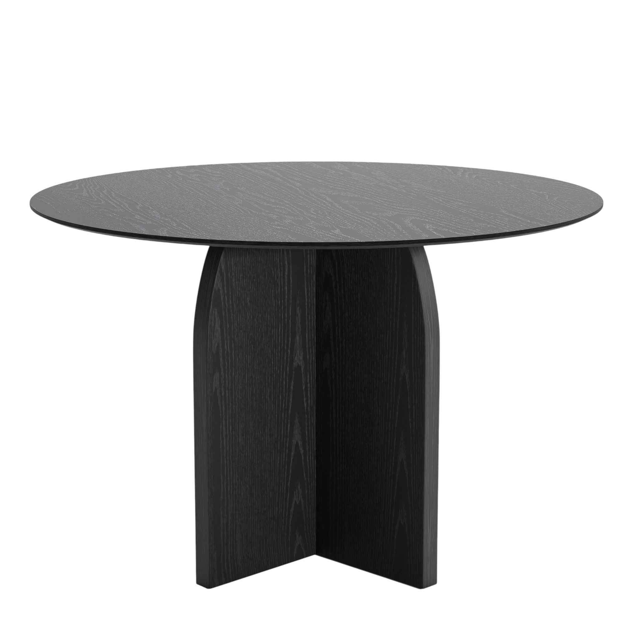 45" Black Solid Wood Pedestal Base Round Top Dining Table