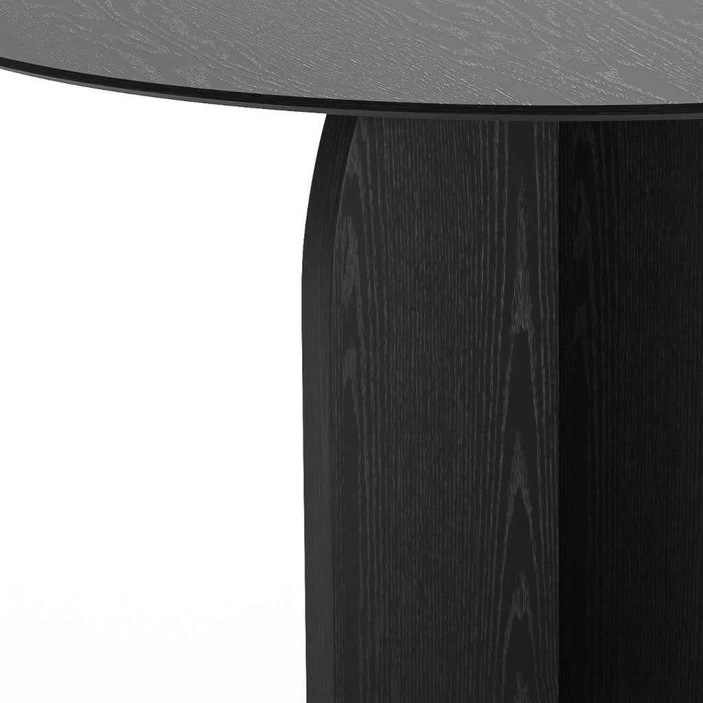 52" Black Solid Wood Pedestal Base Round Top Dining Table