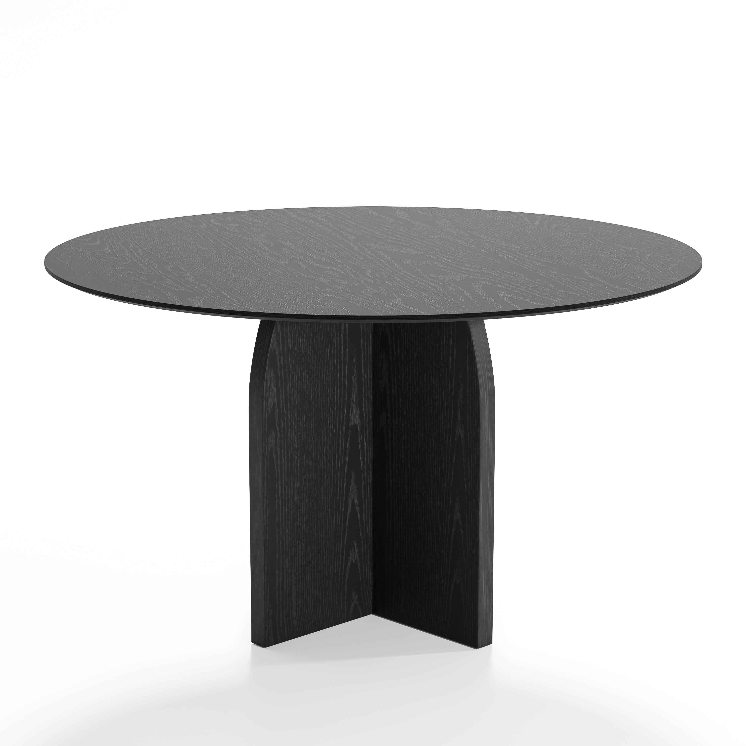52" Black Solid Wood Pedestal Base Round Top Dining Table