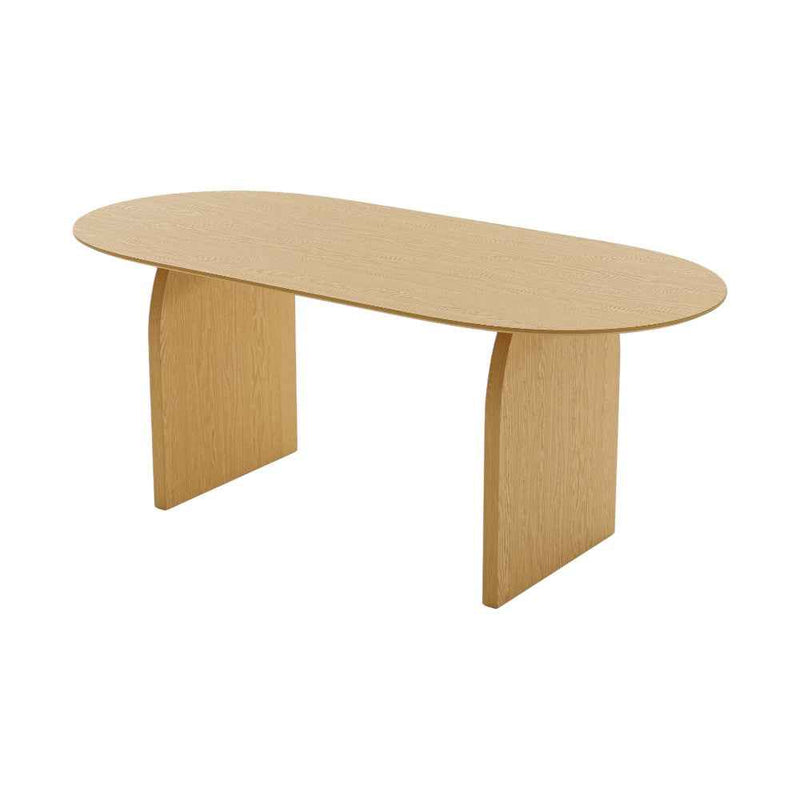 67" Natural Solid Wood Mirrored Double Pedestal Base Oval Dining Table