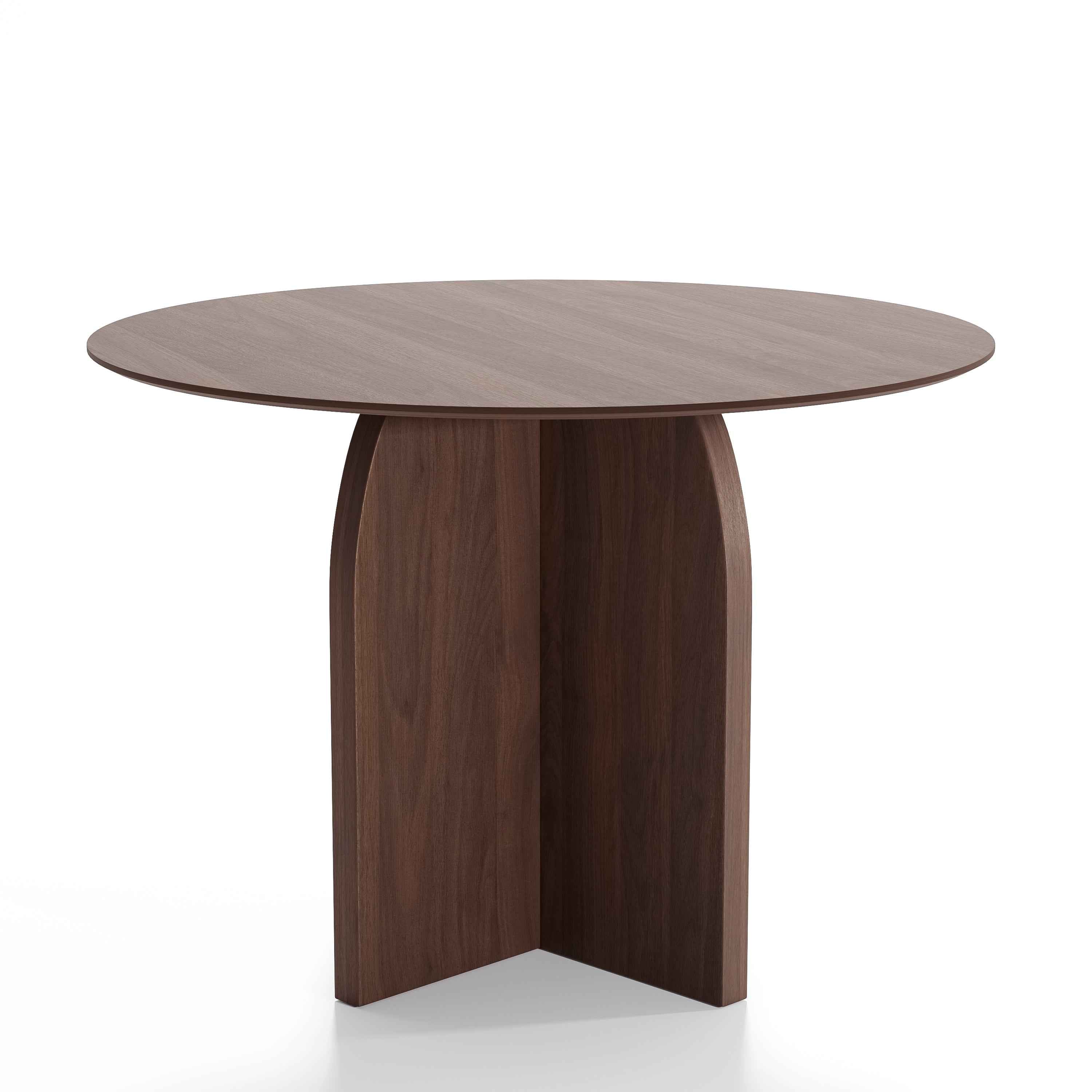 42" Brown Solid Wood Pedestal Base Round Top Dining Table