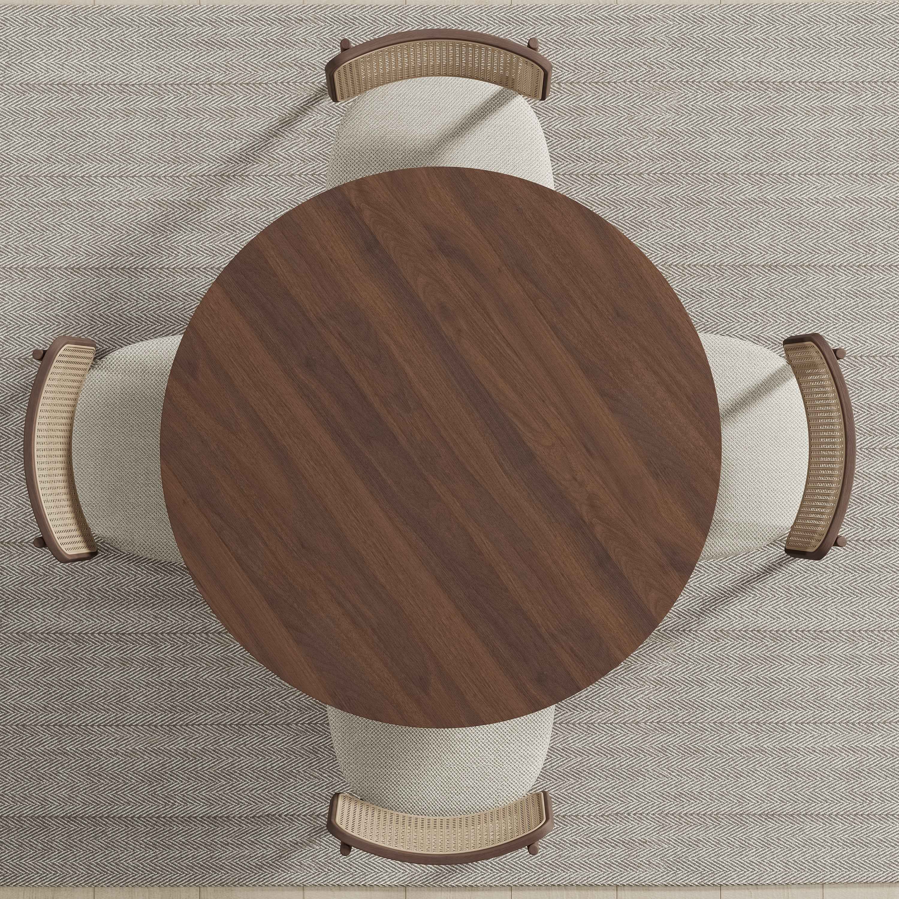 42" Brown Solid Wood Pedestal Base Round Top Dining Table