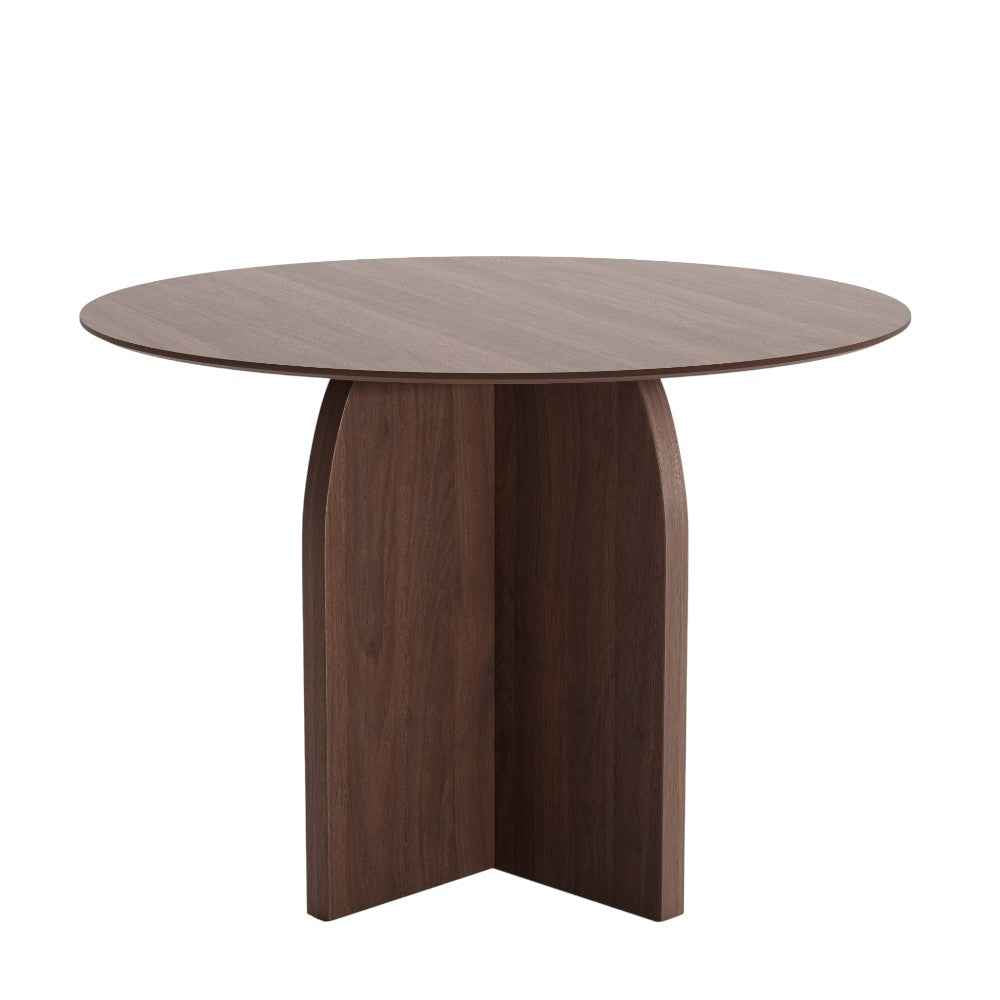 42" Brown Solid Wood Pedestal Base Round Top Dining Table