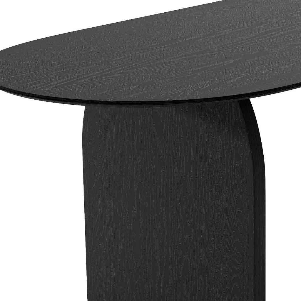 79" Black Solid Wood Mirrored Double Pedestal Base Oval Dining Table