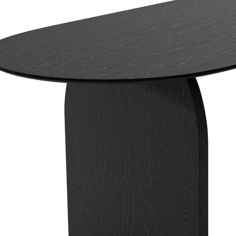 79" Black Solid Wood Mirrored Double Pedestal Base Oval Dining Table