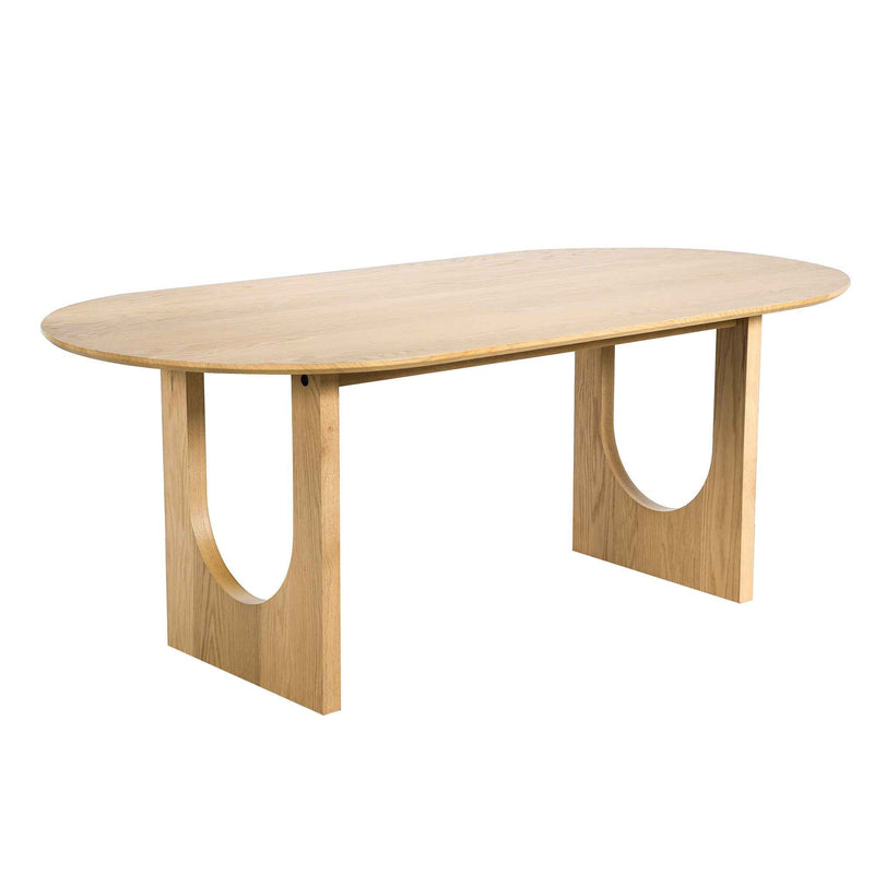 79" Natural Solid Wood Mirrored Double Pedestal Base Oval Dining Table