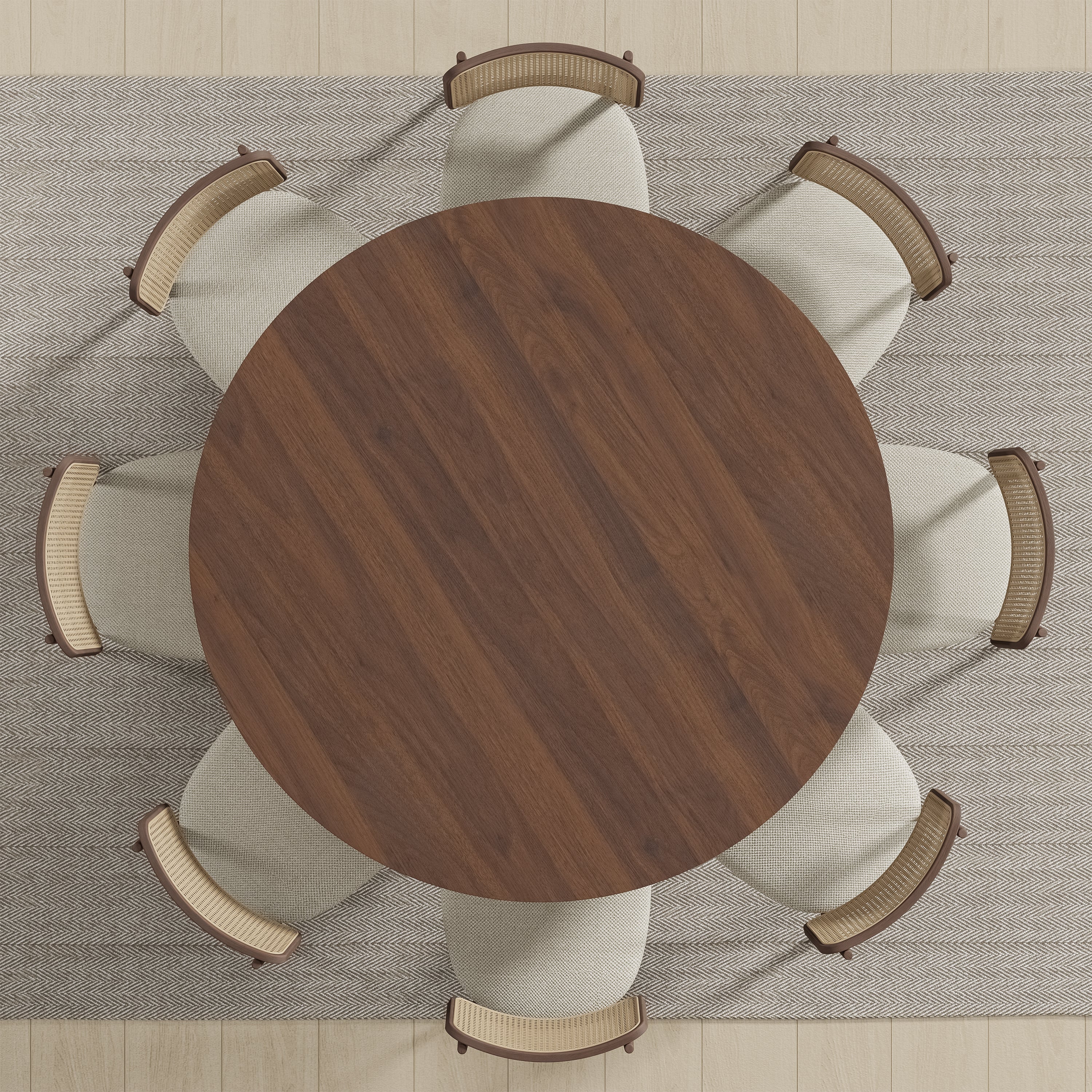 59" Brown Solid Wood Round Top Dining Table