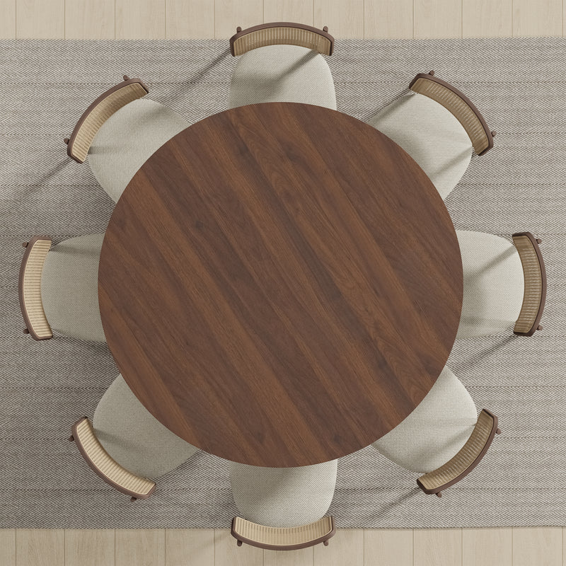 59" Brown Solid Wood Round Top Dining Table