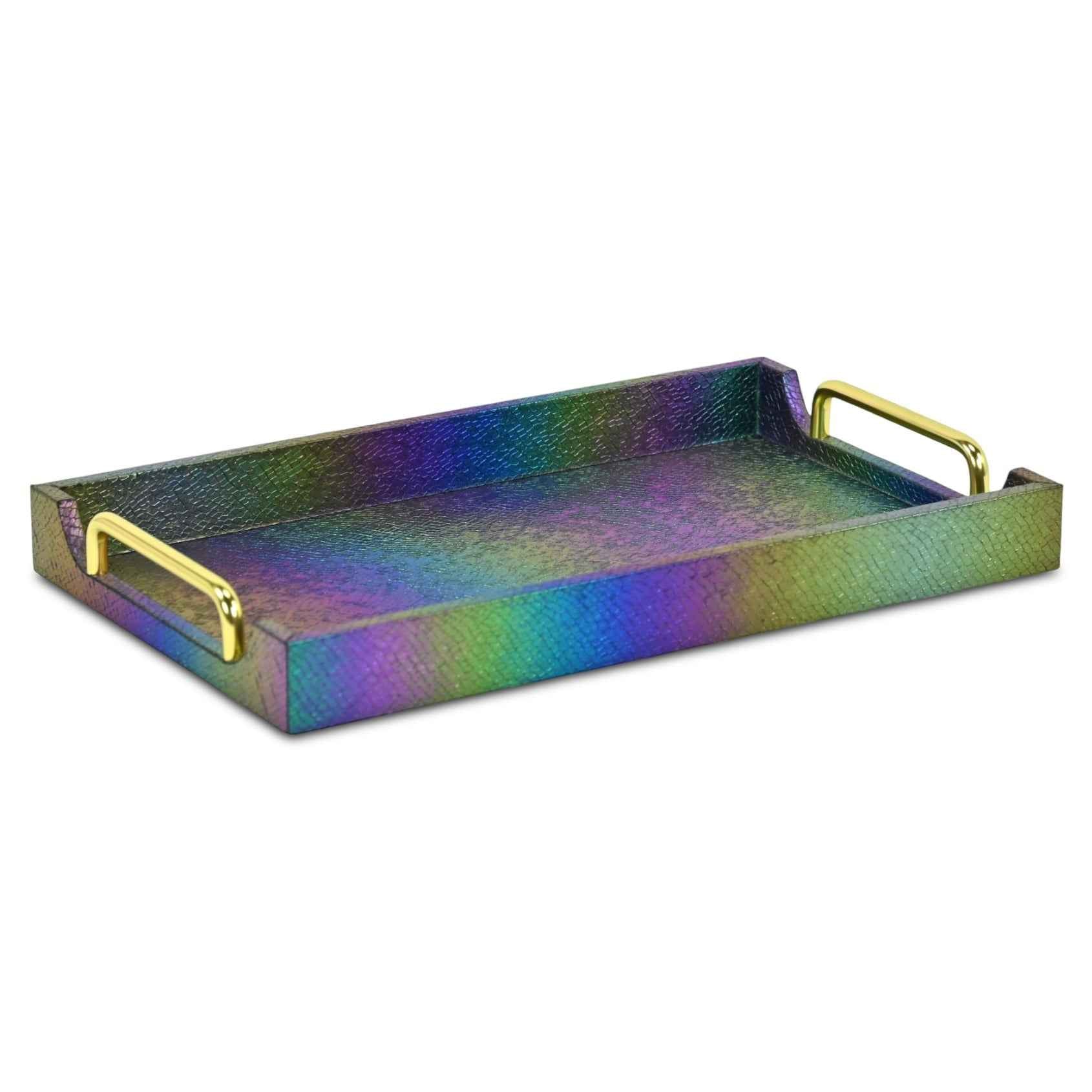 16" Rainbow Handmade Serving Tray With Handles