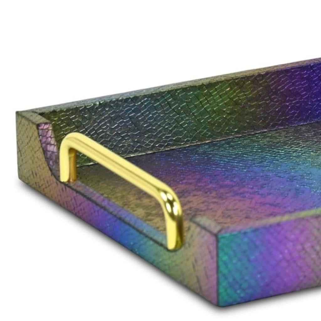 16" Rainbow Handmade Serving Tray With Handles