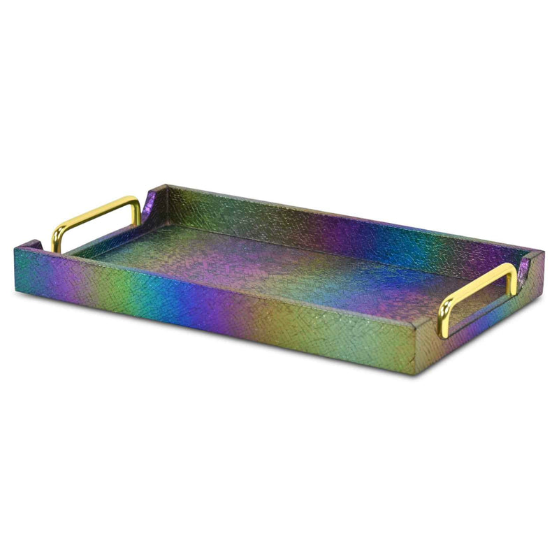 16" Rainbow Handmade Serving Tray With Handles