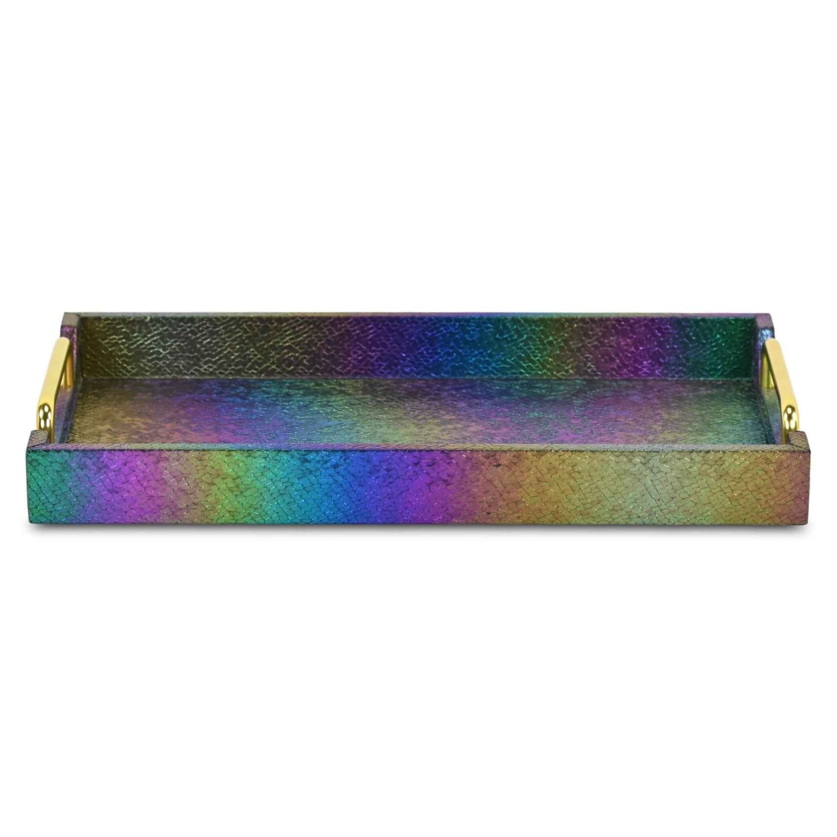 16" Rainbow Handmade Serving Tray With Handles