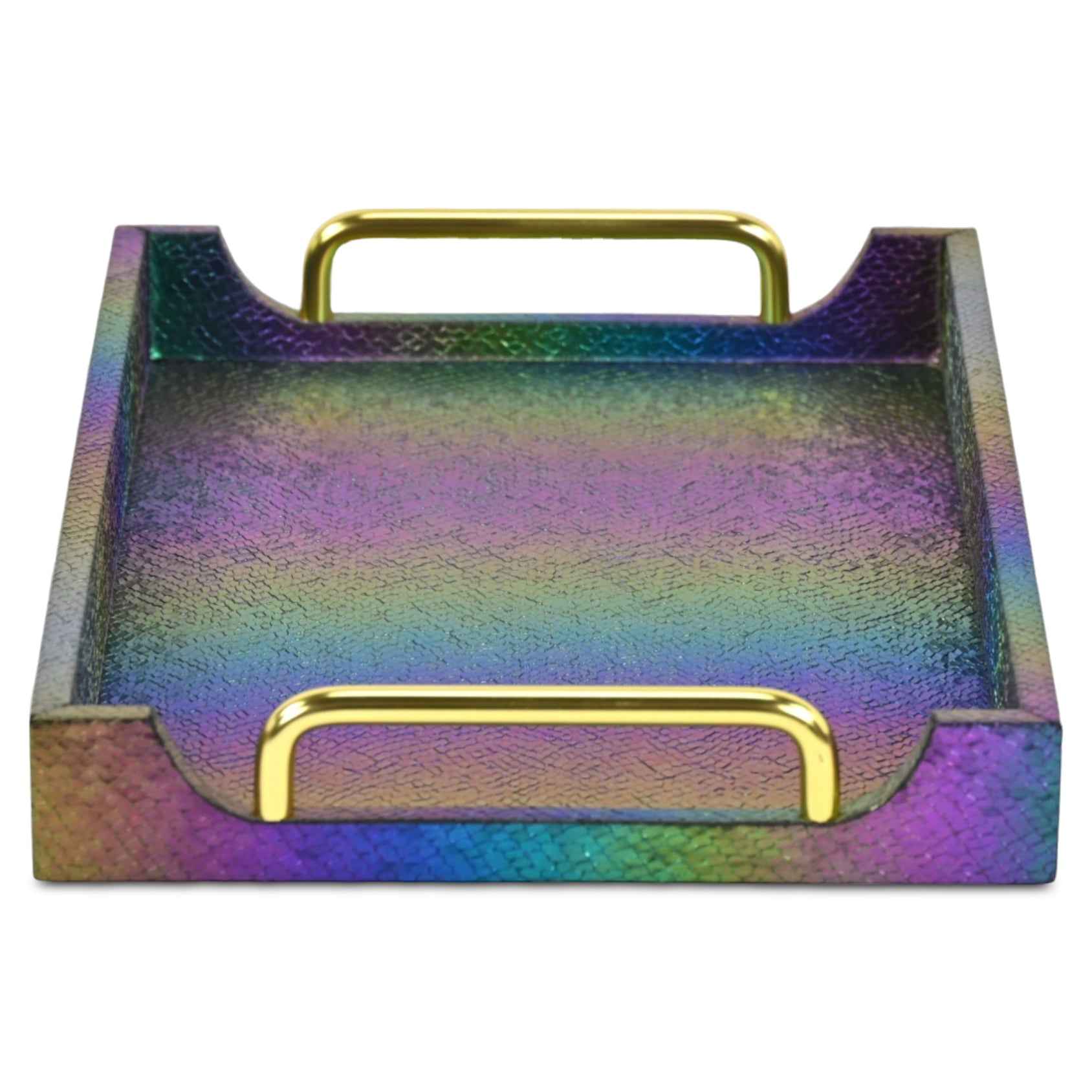16" Rainbow Handmade Serving Tray With Handles