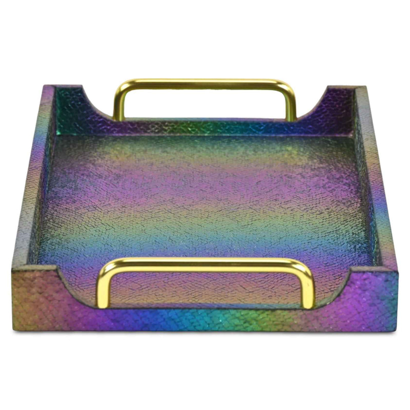 16" Rainbow Handmade Serving Tray With Handles