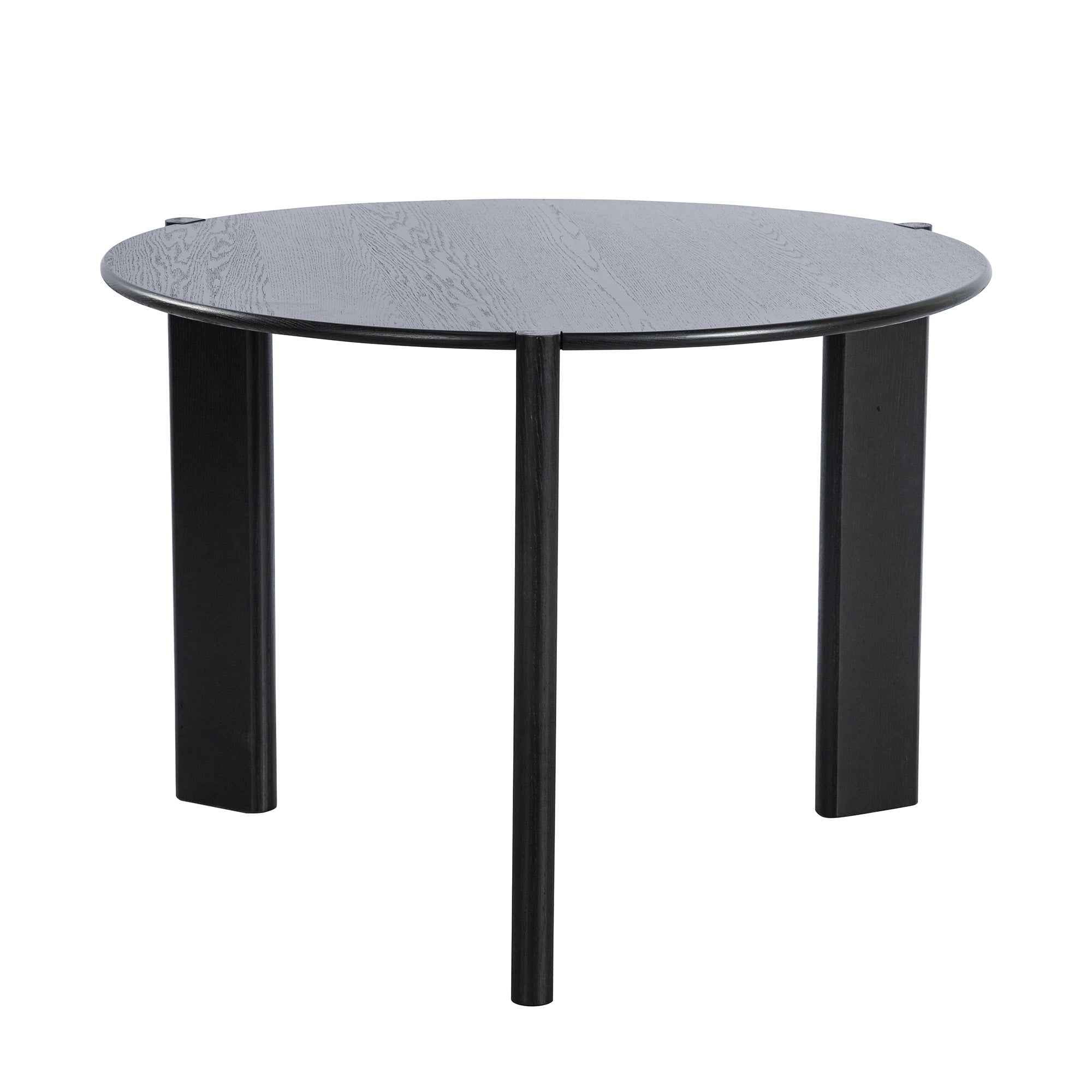 42" Black Solid Wood Mirrored Double Pedestal Base Round Top Dining Table