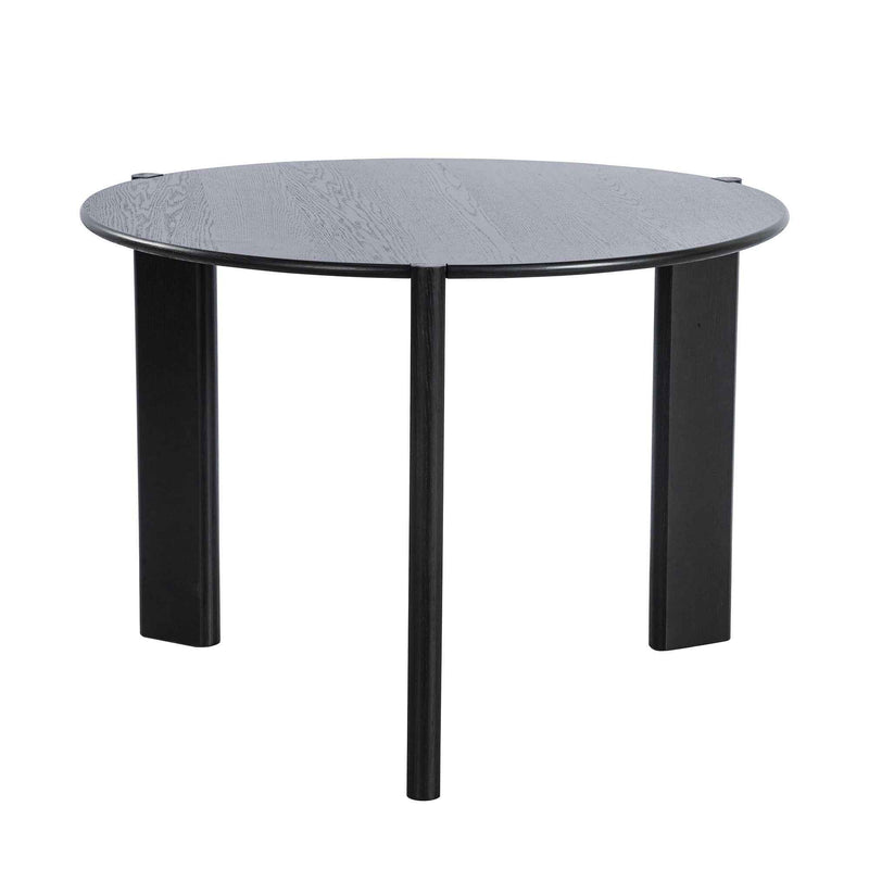 42" Black Solid Wood Mirrored Double Pedestal Base Round Top Dining Table