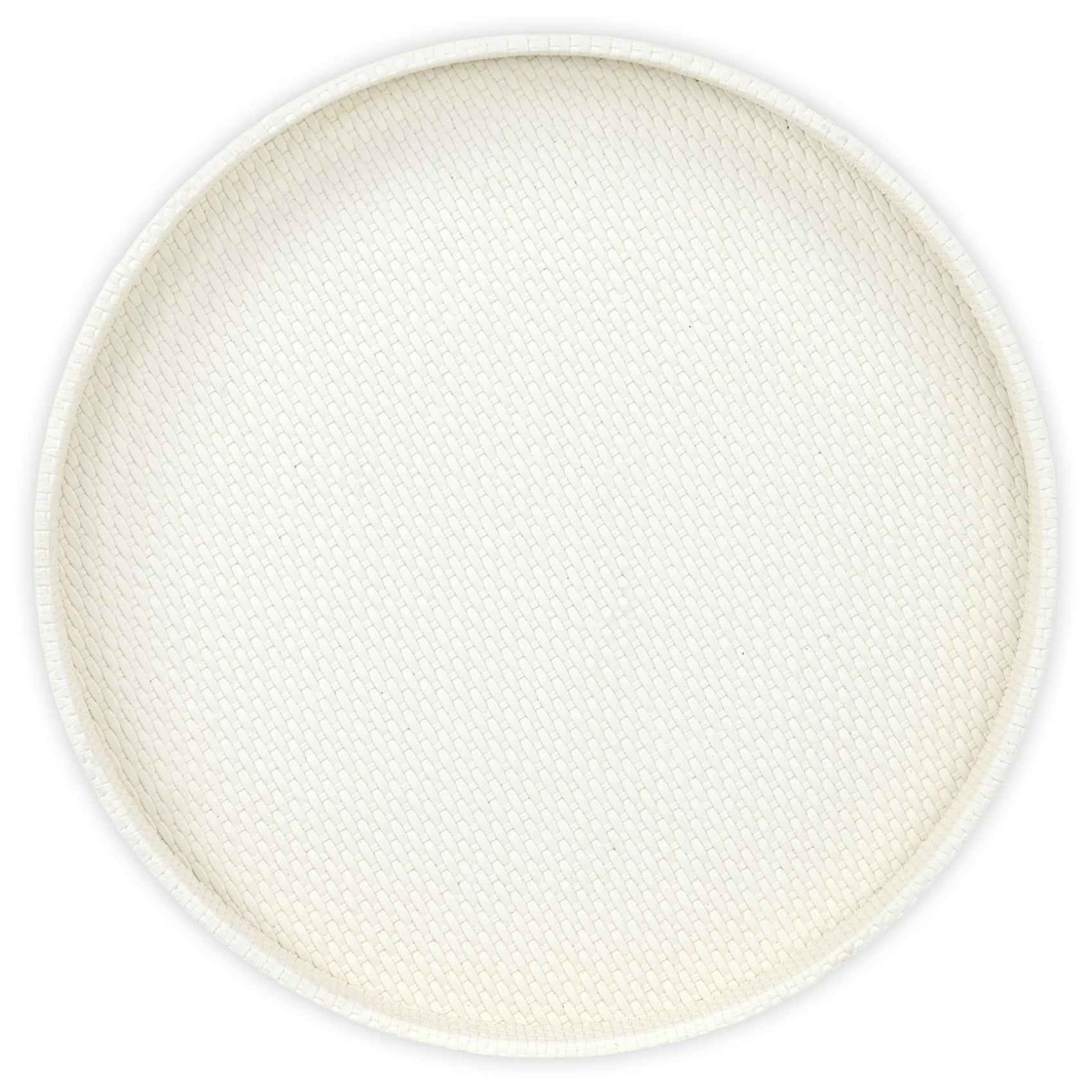 15" White Handmade Round Serving Tray