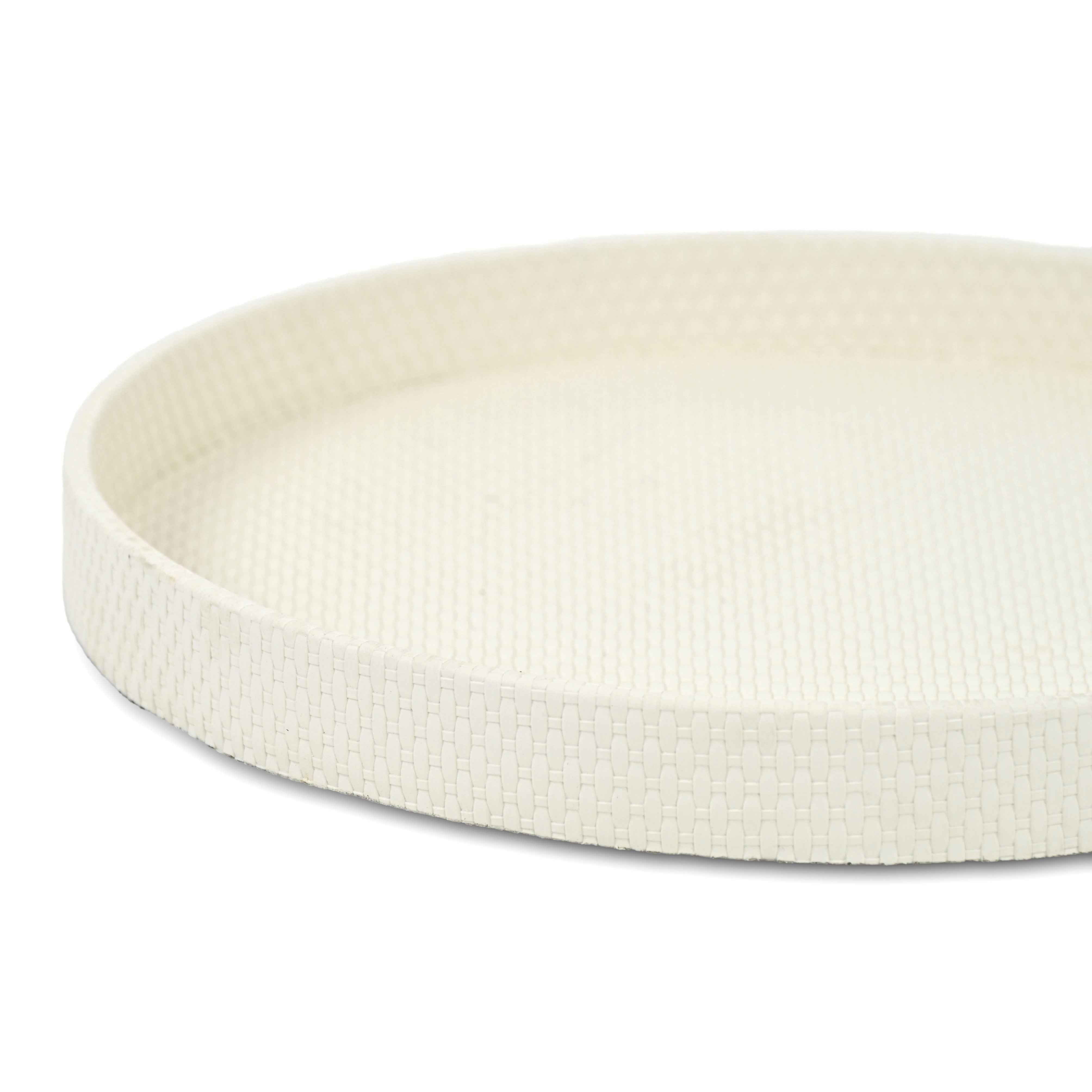 15" White Handmade Round Serving Tray