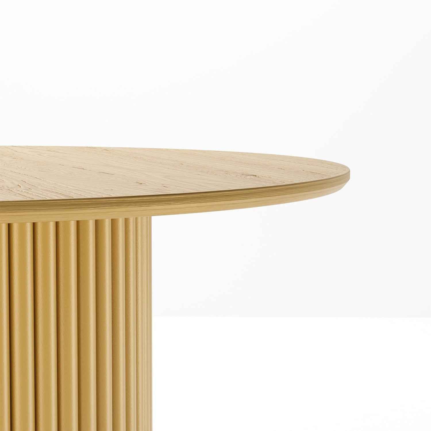 60" Natural Wood Pedestal Base Round Top Dining Table