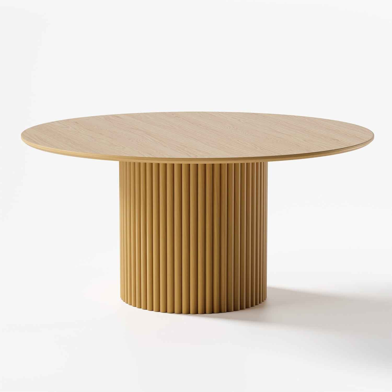 60" Natural Wood Pedestal Base Round Top Dining Table